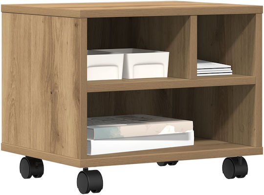 Vidaxl Printer Stand with Wheels Artisan Oak 41x32x33.5 cm Brown