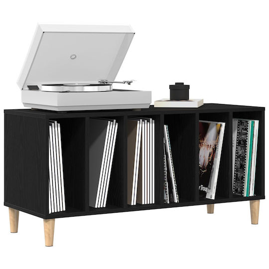 Vidaxl Record Cabinet Black Oak 100x38x48 cm Engineered Wood