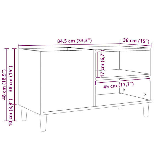 Vidaxl Record Cabinet Black Oak 84.5x38x48 cm Engineered Wood