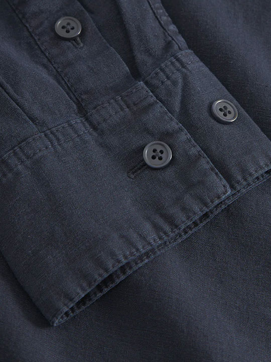 Long-sleeved Linen Shirt Blue