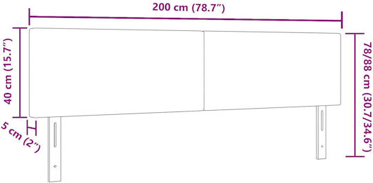 vidaXL Fabric Bed Headboard Light Gray 200x88cm