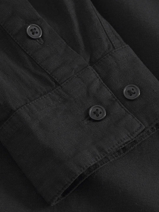 Long-sleeved Linen Shirt Black