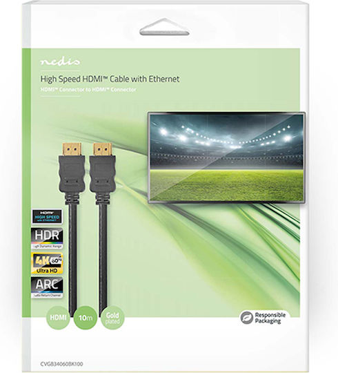 Nedis Cable HDMI male - HDMI male 10m Μαύρο