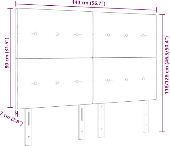 vidaXL Fabric Bed Headboard Black 144x128cm