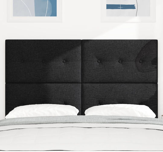 vidaXL LED Bed Headboard Fabric Black 144x128cm