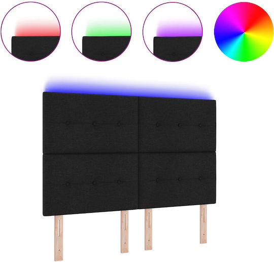 vidaXL LED Bed Headboard Fabric Black 144x128cm