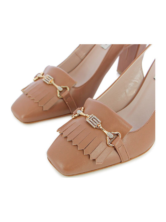 Synthetic Leather Brown High Heels