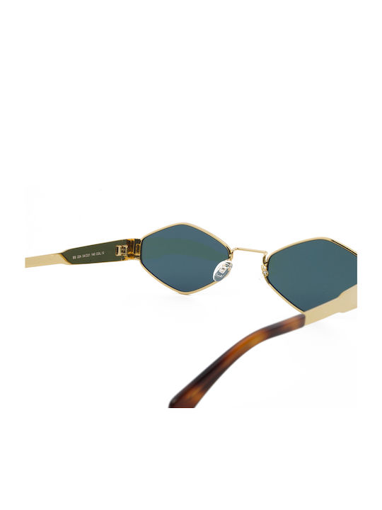 The Glass of Brixton Unisex Sunglasses with Gold Metal Frame and Green Lens