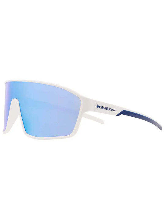 Red Bull Spect Unisex Sunglasses with White Plastic Frame and Light Blue Mirror Lens