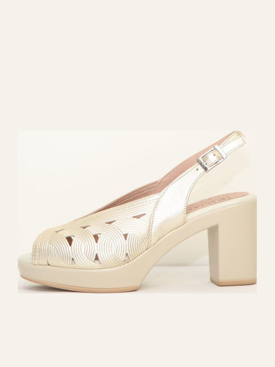 Leder Peeptoe Pumps mit hohem Absatz Goldene