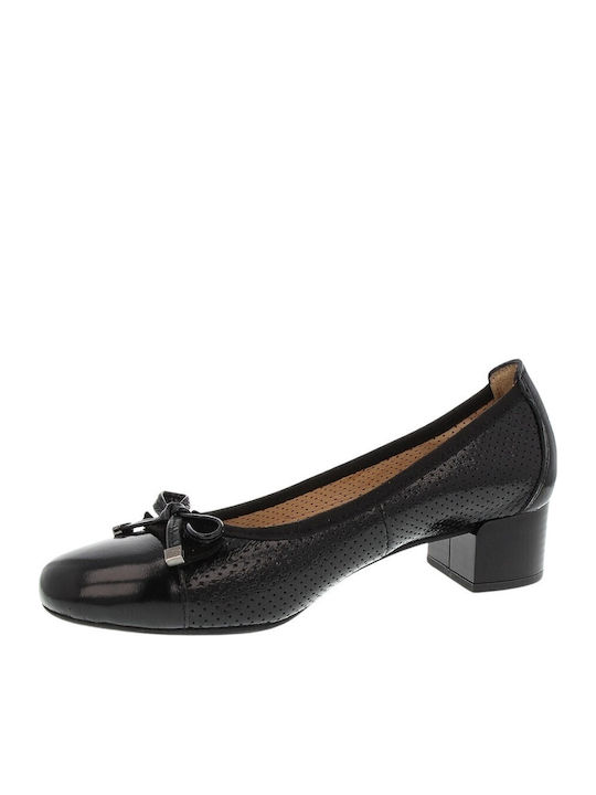 Leder Pumps mit flachem Absatz Schwarz
