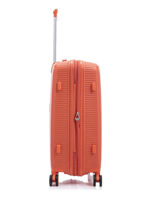 RCM Large Travel Suitcase Hard Orange with 4 Wheels Height 75cm