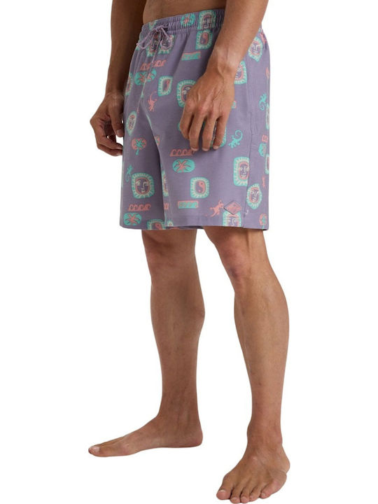 Wasted Times Layback Men's Swimwear Bermuda Purple Ash with Patterns