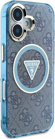 Guess Triangle Umschlag Rückseite Silikon Blau (iPhone 16)