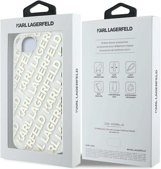 Karl Lagerfeld Luxus Fullover Logo Umschlag Rückseite Silikon Gold (iPhone 17e / 16e)