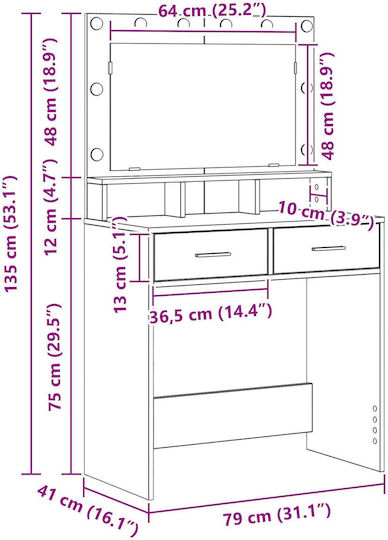 Τουαλέτα Κρεβατοκάμαρας 79x41x135εκ.