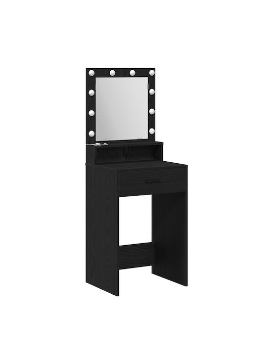 Floor-Standing Makeup Dressing Table Wooden Black Oak with Mirror 50x41x135cm