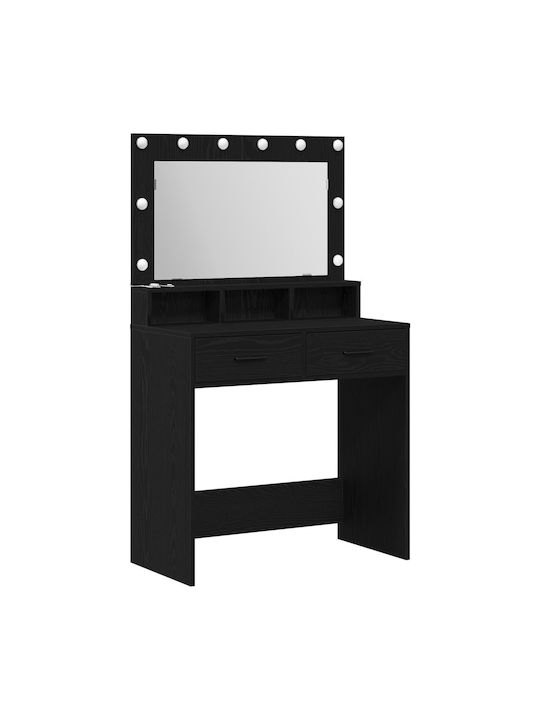 Wooden Makeup Dressing Table Black Oak with Mirror 79x41x135cm
