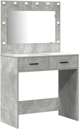 Masă De Toaletă De Podea Din Lemn Gri Cu Oglindă 78.5x41x135cm