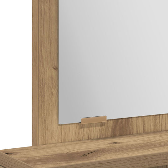 Floor-Standing Makeup Dressing Table Wooden Artisan Oak with Mirror 50x41x140cm