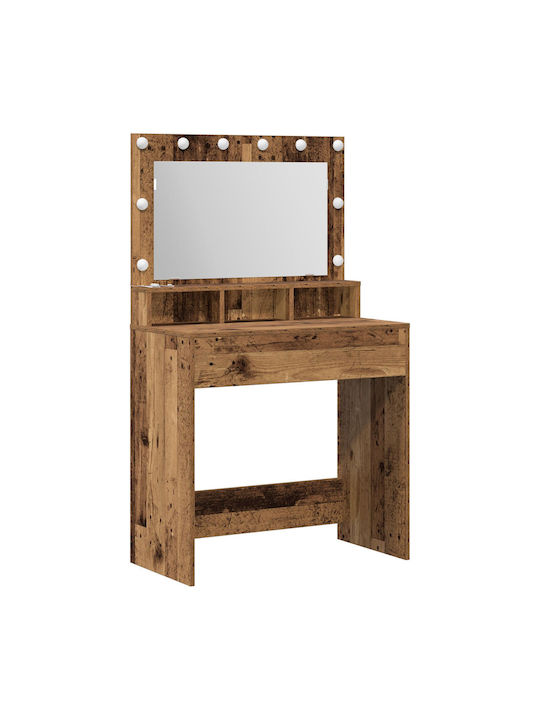 Floor-Standing Makeup Dressing Table Made of Solid Wood Old Style with Mirror 79x41x135cm