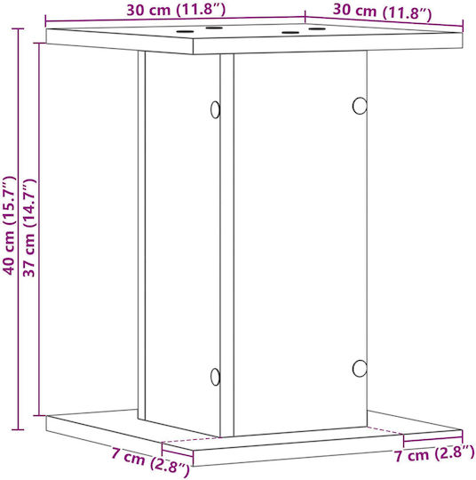 Vidaxl Στήρες Ηχείων 2 Τμχ Μαύρη Δρυς 30x30x40 Εκ Φτιαγμένοι Ξύλο