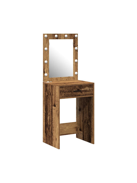 Floor-Standing Makeup Dressing Table Wooden Old Wood with Mirror 50x41x135cm