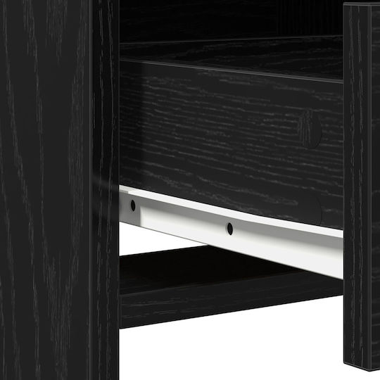 Подова Спална Тоалетна Дървена Черна с Огледало 50x41x135см