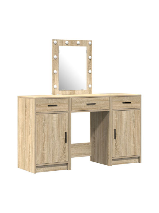 Wooden Makeup Dressing Table Upper Chocolate with Mirror 50x41x135cm
