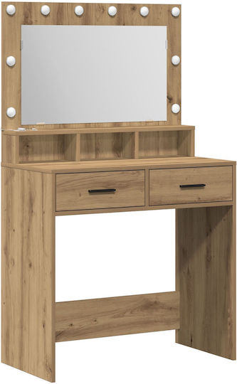 Masă De Toaletă De Podea Din Lemn Artisan Oak Cu Oglindă 79x41x135cm