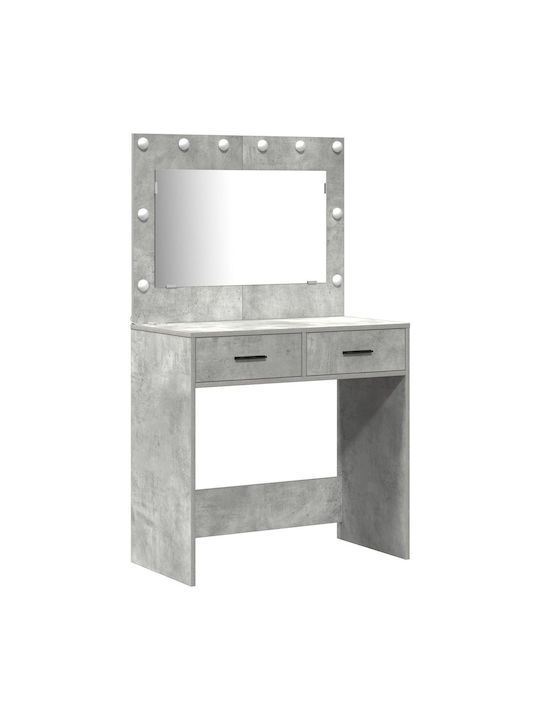 Floor-Standing Makeup Dressing Table Wooden Grey with Mirror 40x40.5x135cm
