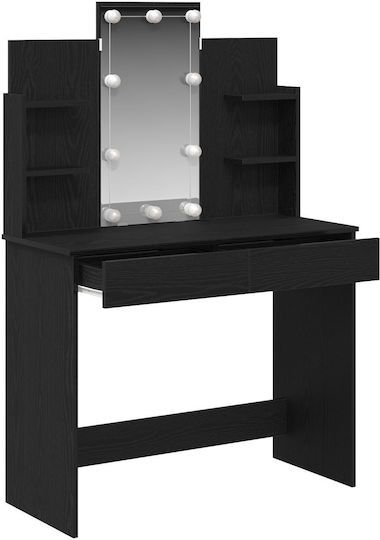 Bodenstehende Schminktisch Schlafzimmer Holz Schwarz mit Spiegel 96x40x142cm