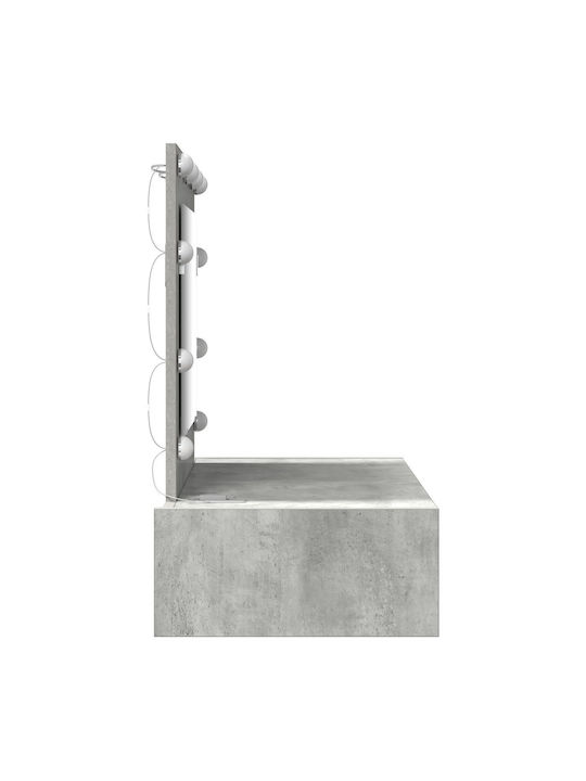 Wall-Mounted Makeup Dressing Table Wooden Grey Concrete with Mirror 83x40x70cm