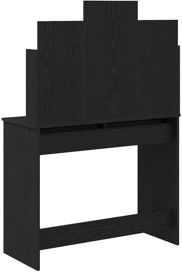 Bodenstehende Schminktisch Schlafzimmer Holz Schwarz mit Spiegel 96x40x142cm