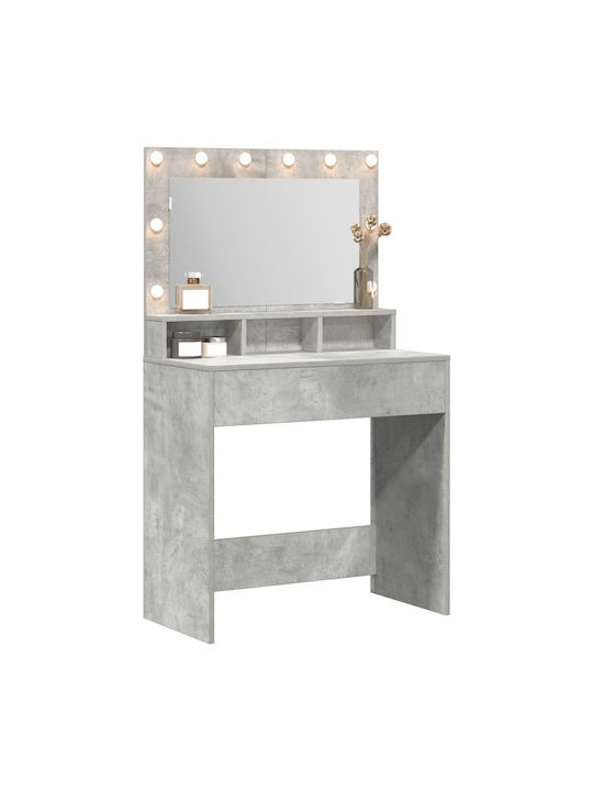 Bodenstehende Schminktisch Schlafzimmer Holz Grau Beton mit Spiegel 79x41x135cm