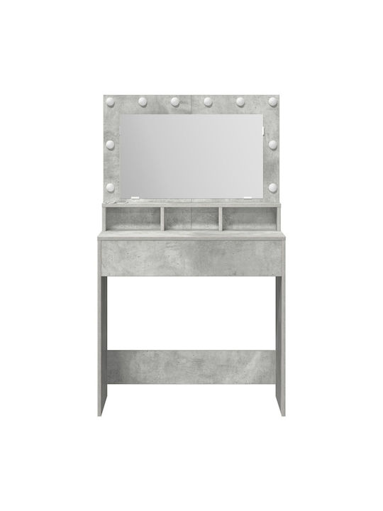 Bodenstehende Schminktisch Schlafzimmer Holz Grau Beton mit Spiegel 79x41x135cm