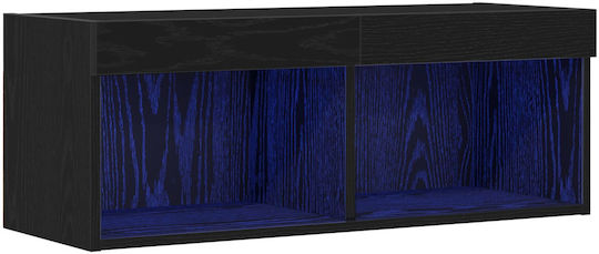 TV Stand with LED Lighting Black Oak L80xD30xH30cm