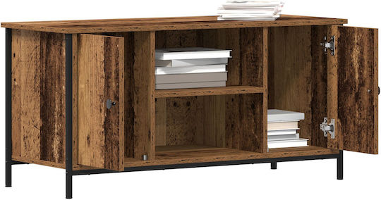 TV Stand Made of Metal and Wood Brown M100xD40xH50cm