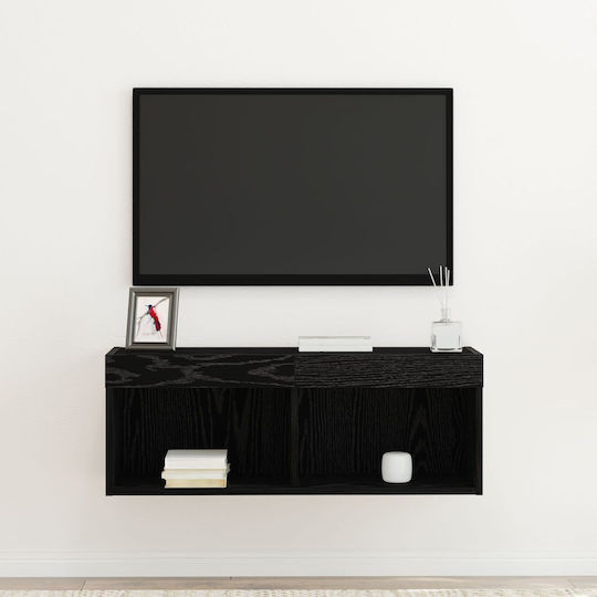 TV Stand with LED Lighting Black Oak L80xD30xH30cm