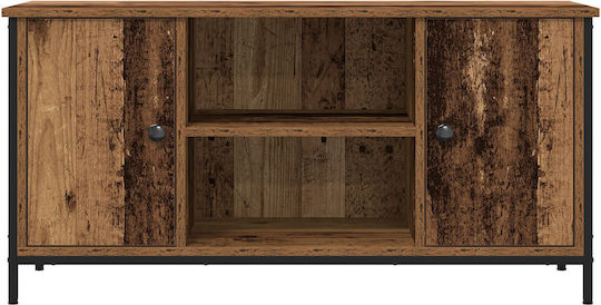 TV Stand Made of Metal and Wood Brown M100xD40xH50cm
