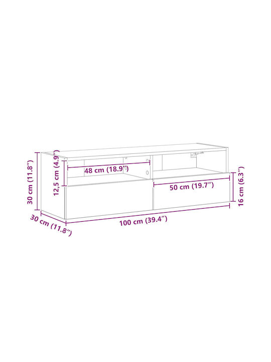 TV-Ständer aus Eichenholz M100xT30xH30cm