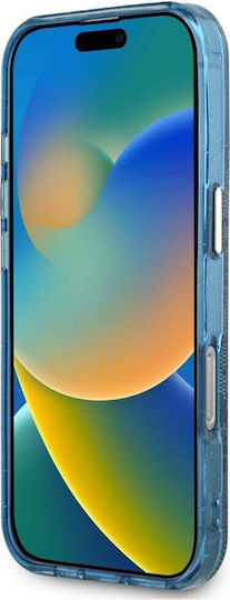 Guess Triangle Umschlag Rückseite Silikon Blau (iPhone 17 Pro / iPhone 16 Pro)