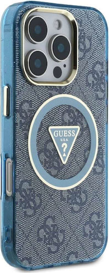 Guess Triangle Umschlag Rückseite Silikon Blau (iPhone 17 Pro / iPhone 16 Pro)