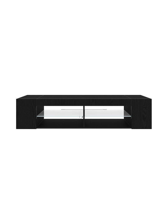 Шкаф за телевизор от Дърво & Стъкло с LED Осветление Black Oak Д135xШ39xВ30см