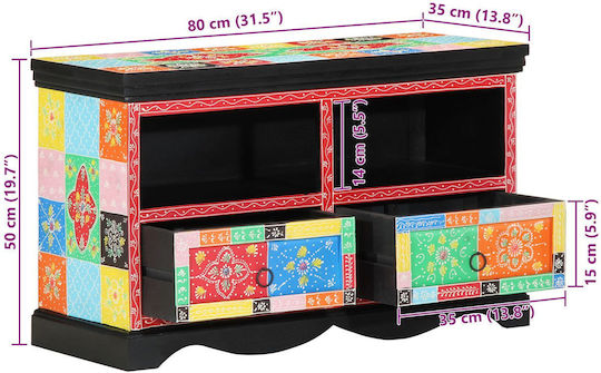 TV Console Made of Solid Wood Multicolour M80xL35xH50cm 4017570