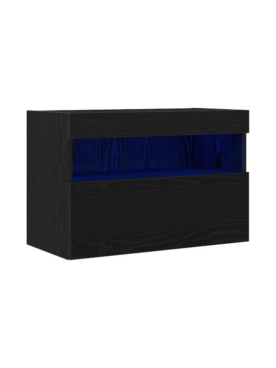 TV Stand with LED Lighting Black Oak L60xD30xH40cm