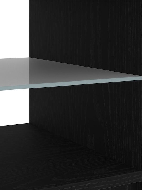TV Stand Wooden with LED Lighting Black Oak L140xW40xH35.5cm