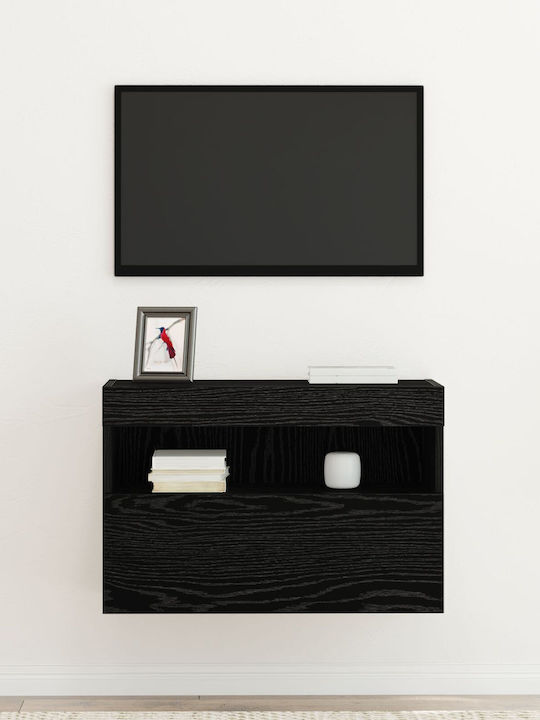 TV Stand with LED Lighting Black Oak L60xD30xH40cm