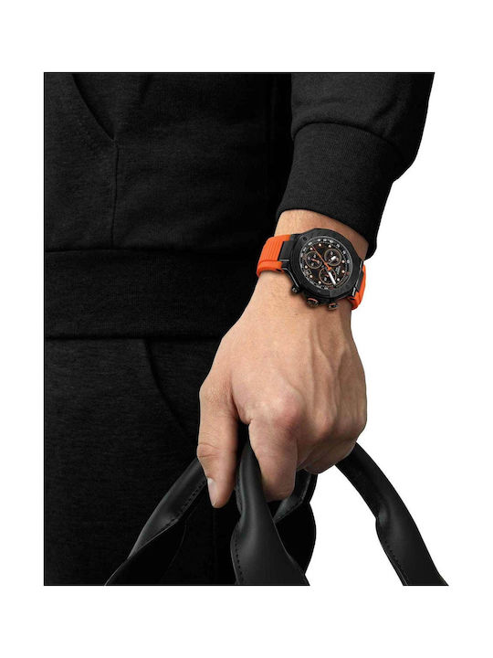 Tissot T-sport T-race Часовник Хронограф Батерия с Оранжев Каучукова Каишка