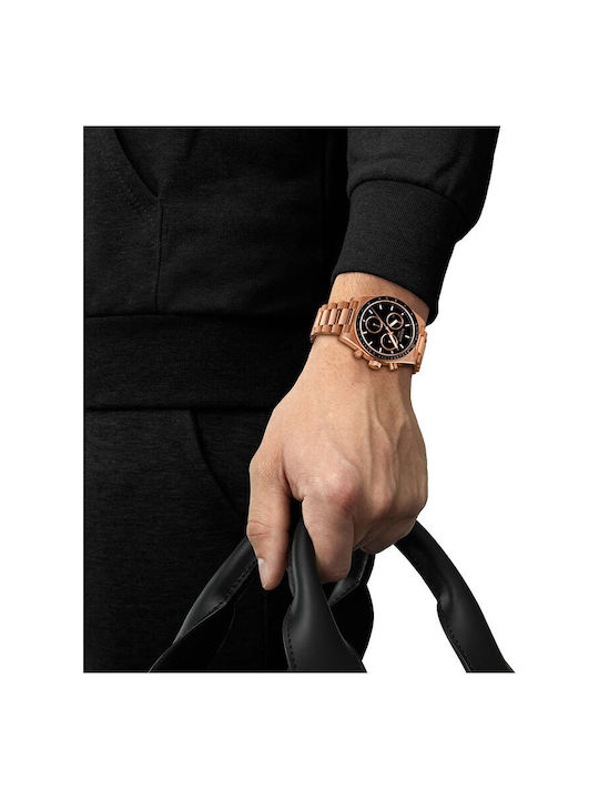 Tissot T-sport Men's Watch 40mm Chronograph Battery with Pink Gold Metal Bracelet